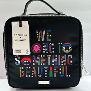 Sephora X ToTheMarket Black Cosmetic Bag NWT